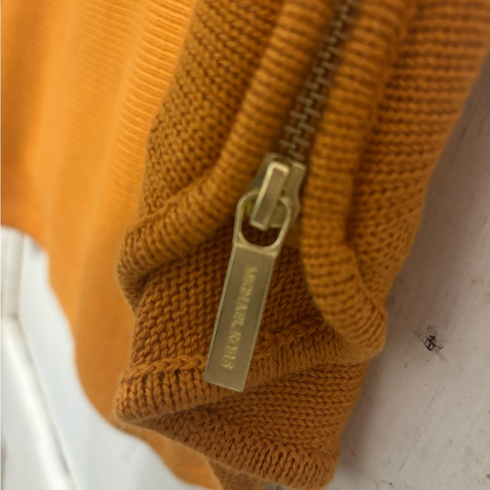 Michael Kors Orange Pullover Side Hem Zipper Knit Sweater Womens Size Large - Picture 5 of 11